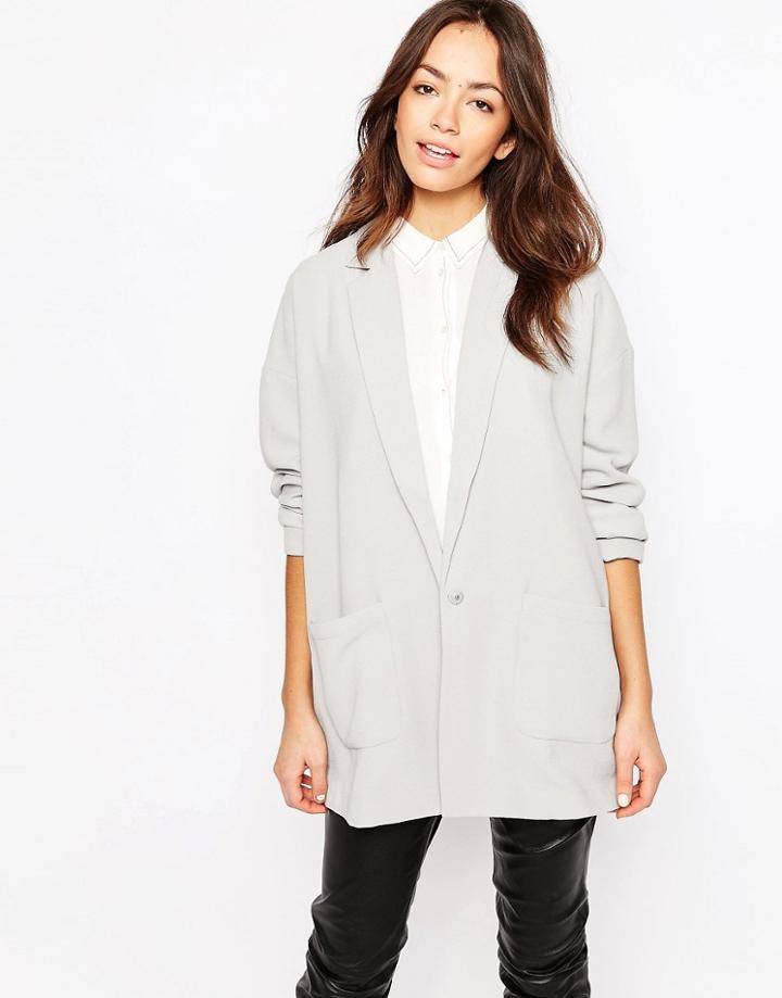 Vero Moda Longline Tailored Blazer - Gray