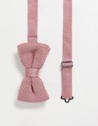 Gianni Feraud Knitted Bow Tie In Dusty Pink