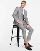 Rudie Skinny Fit Prince Of Wales Check Suit Pants-grey