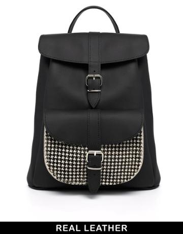 Grafea Black Backpack With Contrast Houndstooth