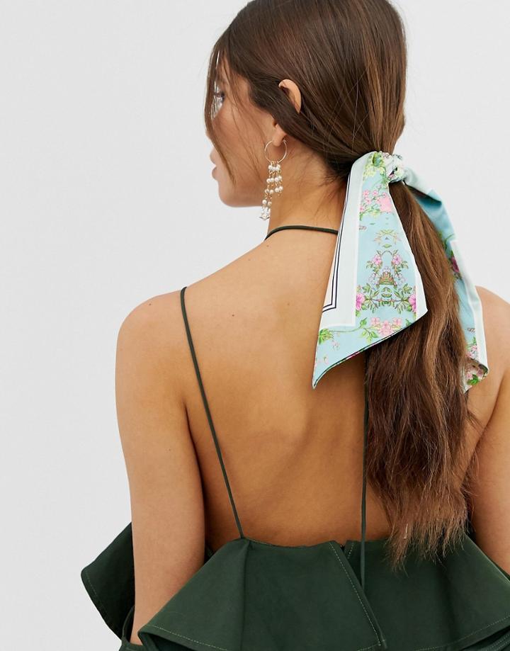 Asos Design Hair Scarf In Floral Scarf Print - Multi