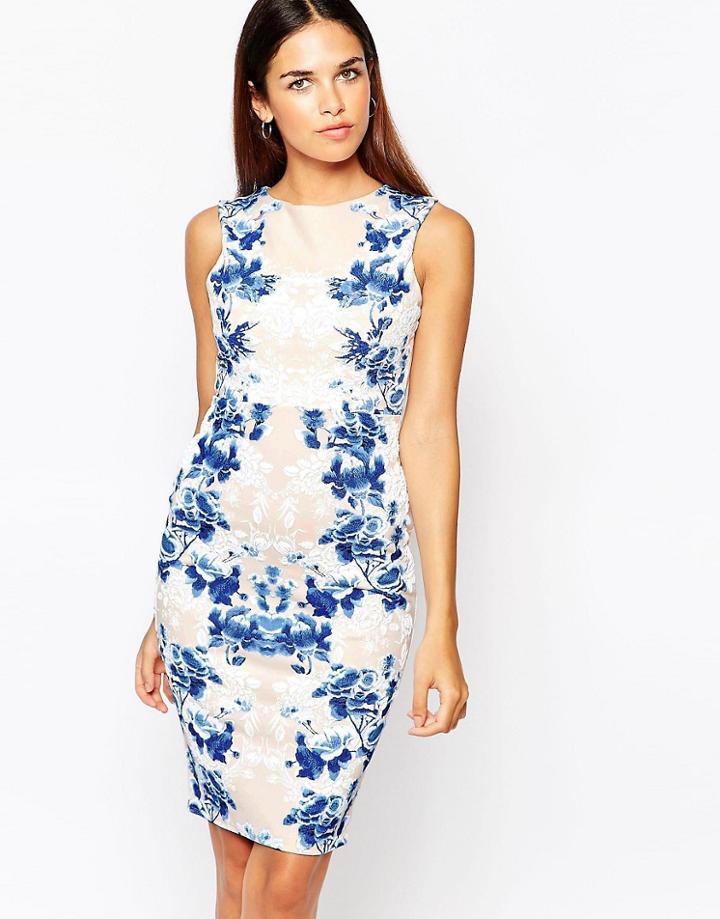 Lipsy Shift Dress In Puff Print - Cream