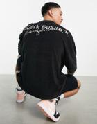 Asos Dark Future Oversized T-shirt In Towelling With Back Logo Embroidery In Black