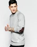 Bellfield Fine Gage Crew Kneck Sweater With Elbow Patch - Gray