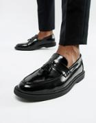 Boohooman Patent Loafers With Tassels In Black - Black