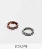 Reclaimed Vintage Inspired Textured Band Rings In 2 Pack Exclusive To Asos - Multi