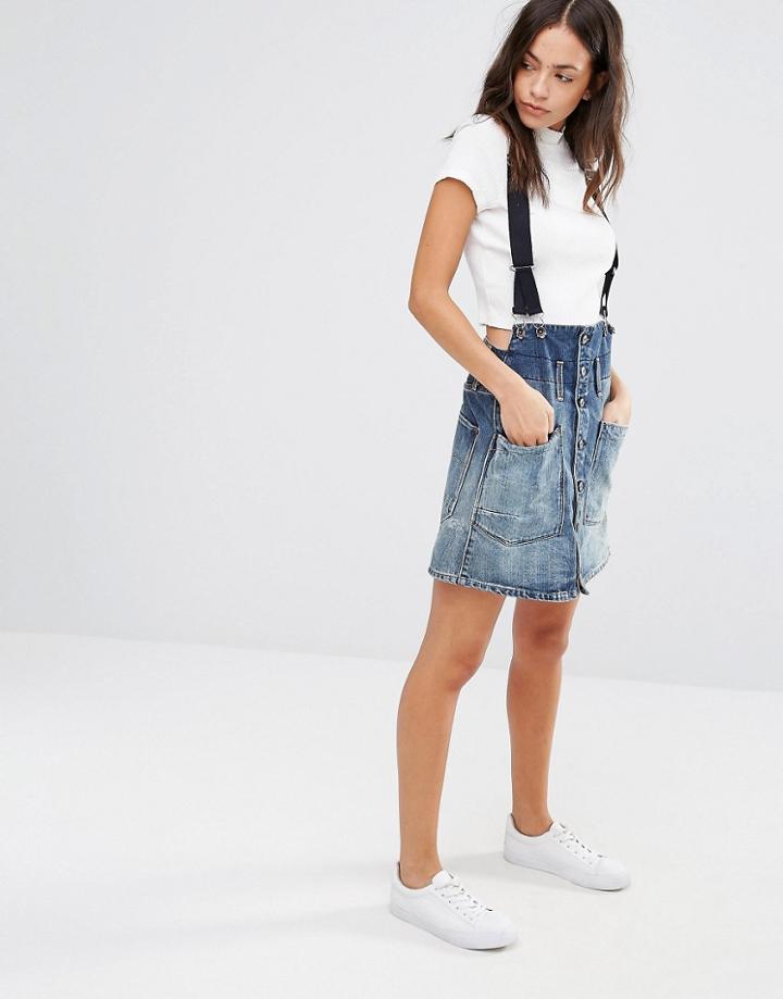 G-star Dadin Tailored Suspenders A-line Skirt - Blue