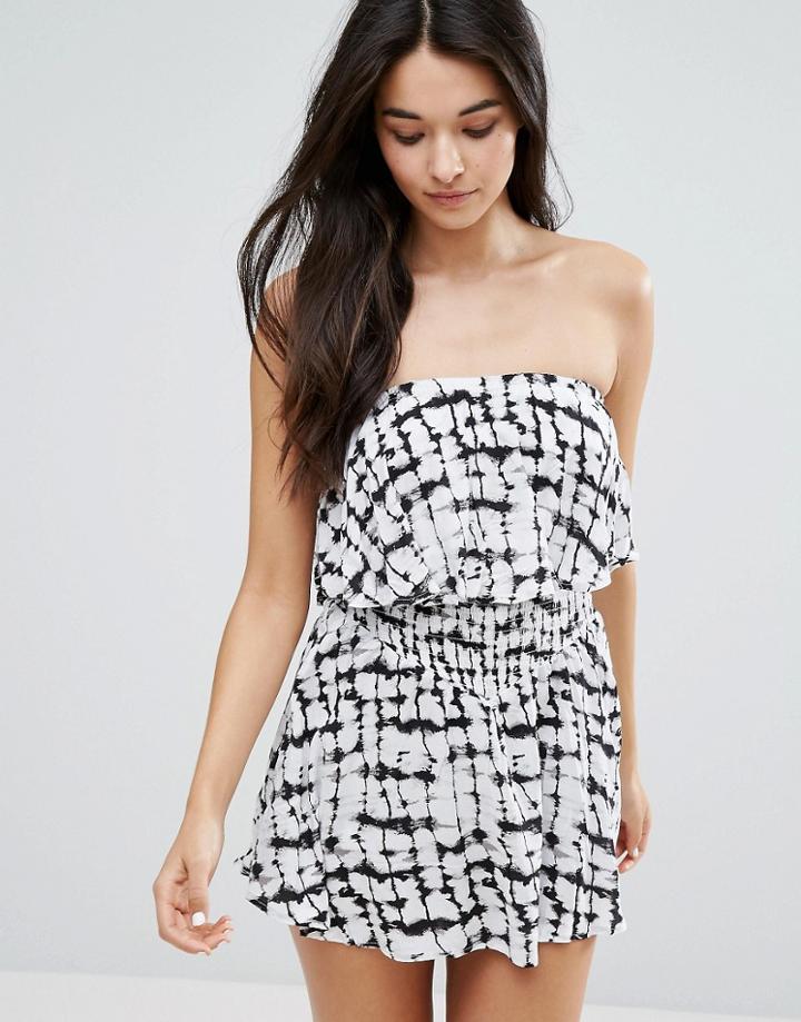 New Look Tie Dye Beach Romper - Black