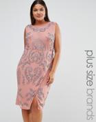 Lovedrobe Luxe All Over Embellished Midi Dress With Wrap Detail Skirt - Pink