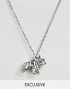 Reclaimed Vintage French Bulldog Necklace - Silver