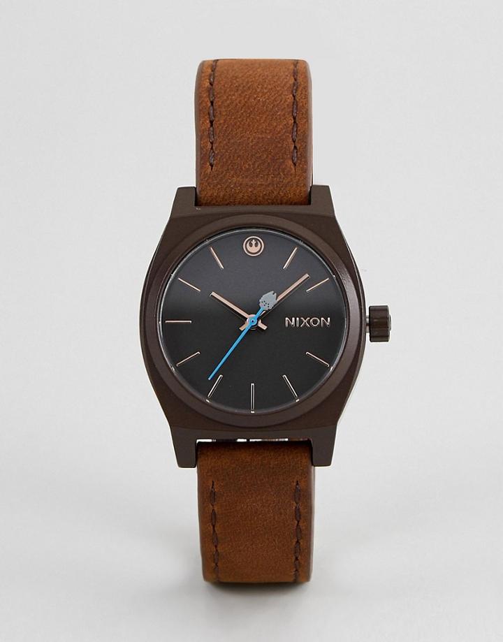 Nixon X Star Wars Rey Medium Time Teller Leather Watch In Tan - Tan
