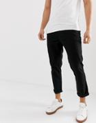 Asos Design Slim Cropped Chinos In Black - Black
