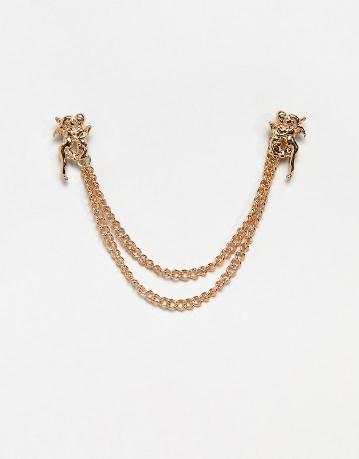Asos Design Cherub Collar Tips In Gold Tone - Gold