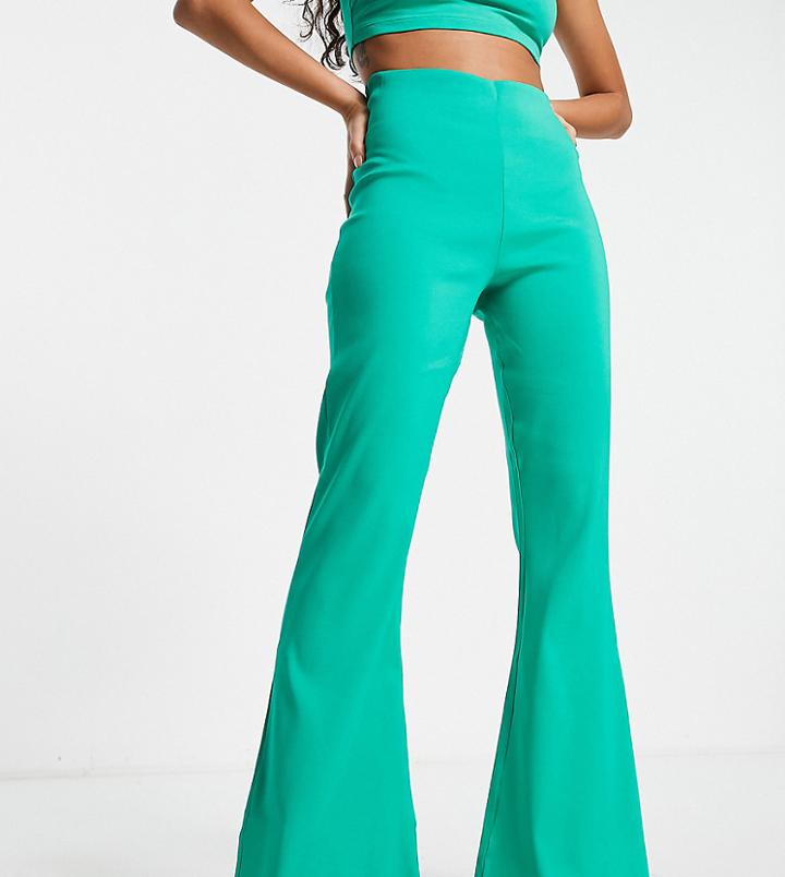 I Saw It First Petite Skinny Flare Pants In Green - Part Of A Set