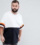 Asos Plus Longline Oversized T-shirt With Contrast Color Block - Black
