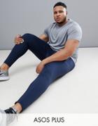 Asos 4505 Plus Skinny Training Joggers With Zip Cuff - Navy