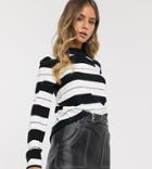Urban Bliss High Neck Sweater In Stripe-black