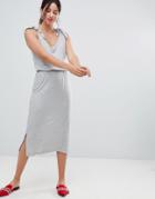 Vero Moda Aware Tie Shoulder Jersey Midi Dress - Gray