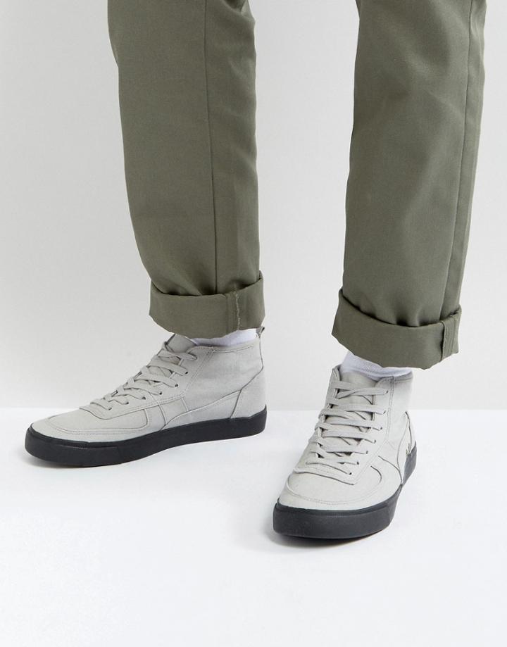 Asos Lace Up Skater Sneakers In Gray Canvas With Black Sole - Gray
