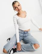 Brave Soul Jane Notch Neck Long Sleeve Top-white