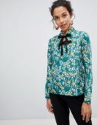 Vila Bow Detail Floral Top - Multi