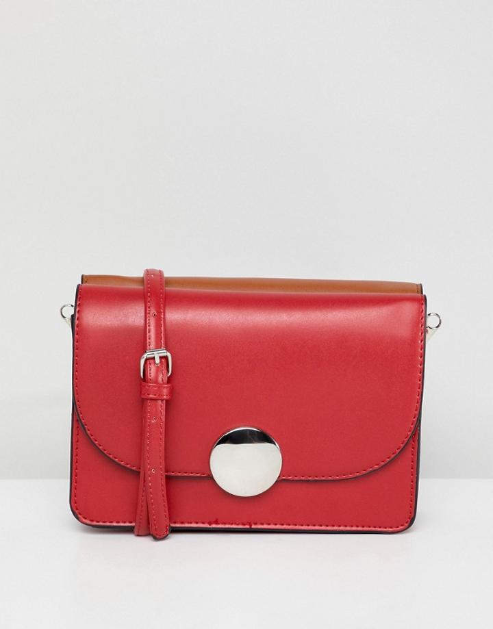 Stradivarius Crossbody Bag With Disc Clasp - Red