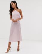 Fashion Union Midi Dress With High Halter Neck In Gingham - Pink