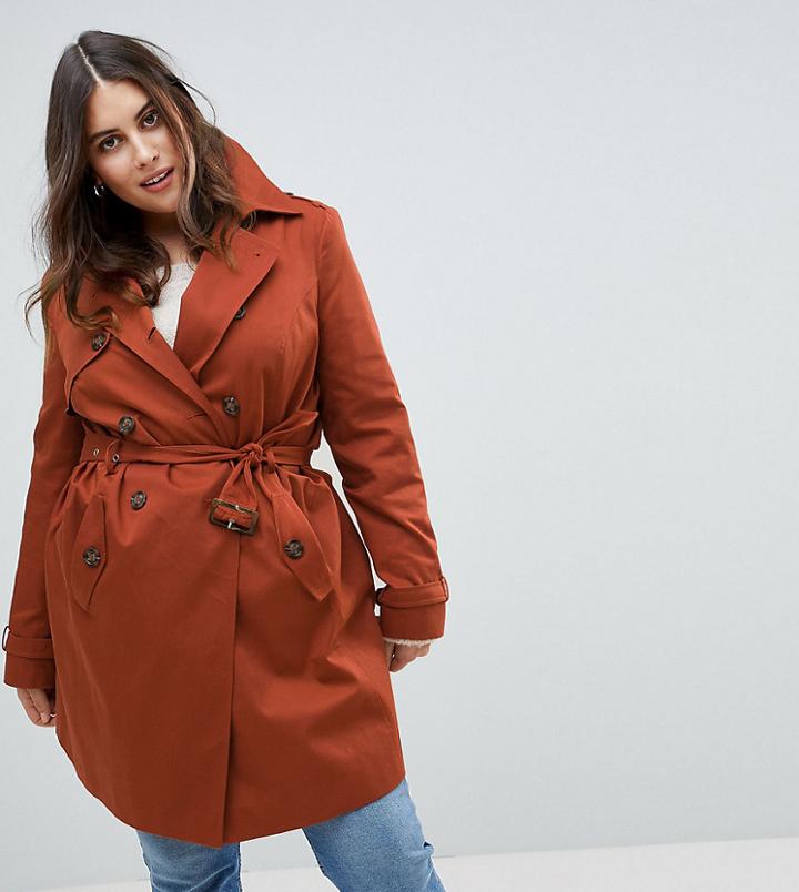 Asos Design Curve Classic Trench Coat-red