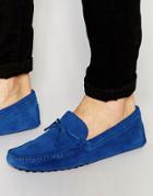 Asos Driving Shoes In Blue Suede - Blue