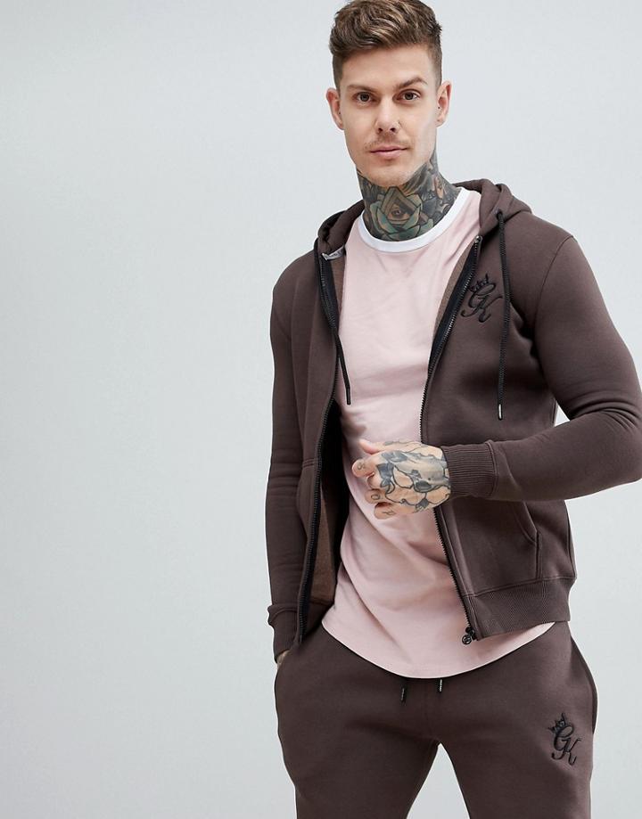 Gym King Tracksuit Top In Dark Brown - Brown