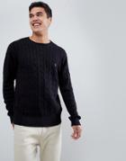 French Connection 100% Cotton Logo Cable Knit Sweater-black