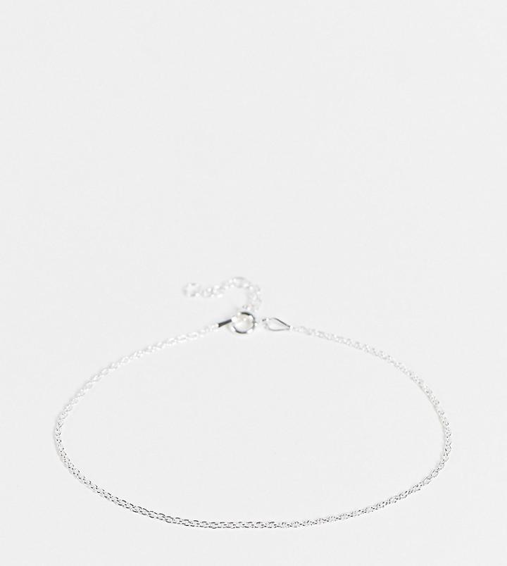 Asos Design Sterling Silver Rope Chain Bracelet In Silver