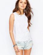 New Look Cutwork Shell Top - White