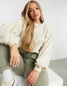 Asos Design Sweatshirt With Padded Shoulder In Sand-neutral
