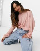 Only O-neck Long Sleeve Ruched Top In Misty Rose-pink