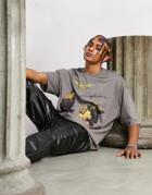 Asos Dark Future Oversized T-shirt With Front Graphic Prints And Logos In Dark Gray