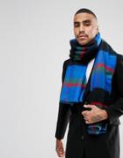 Asos Blanket Scarf In Green And Blue Stripe - Green