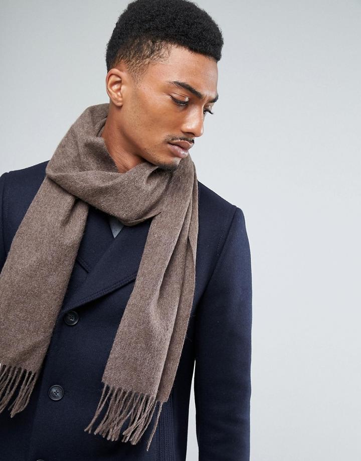 Selected Homme Wool Scarf In Camel - Brown