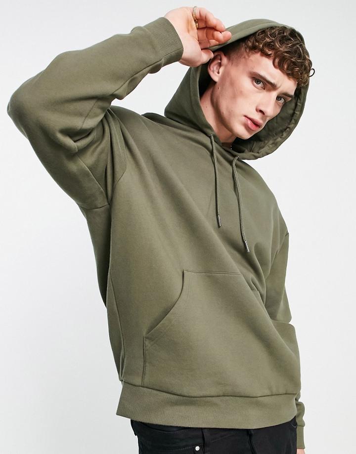 Asos Design Oversized Hoodie In Khaki Green