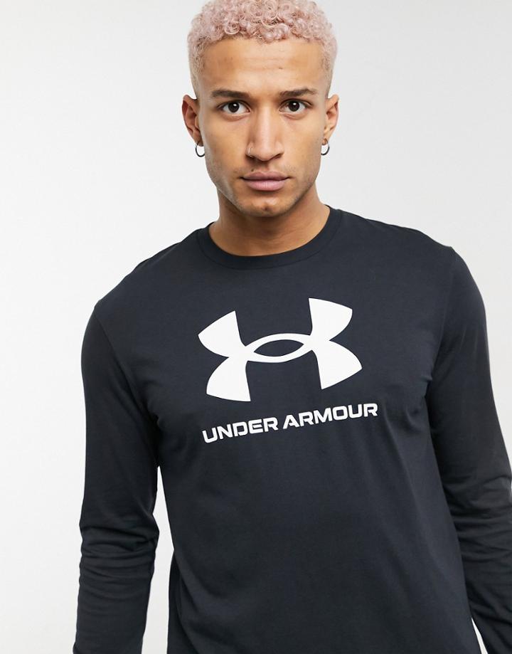 Under Armour Training Logo Long Sleeve T-shirt In Black