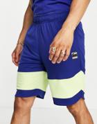 Puma Hoops Mesh Summer Shorts In Blue And Yellow-blues