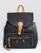 New Look Contrast Buckle Backpack - Black