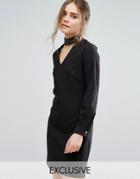 Closet Mini Dress With Choker Detail - Black
