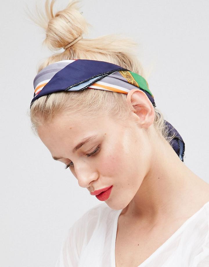 Johnny Loves Rosie Lucille Printed Head Scarf - Navy
