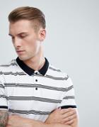 New Look Polo Shirt With Triple Stripes In White - White