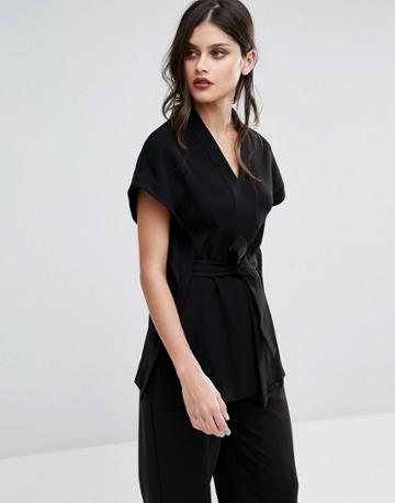 Jaeger Belted Fluid Top Co-ord - Black