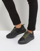 G-star Leather And Denim Mix Sneaker In All Over Black - Black
