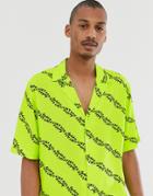 Vintage Supply Revere Collar Shirt In Neon Yellow