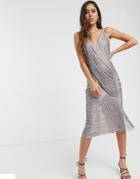 Asos Design Midi Dress In Draped Fringe