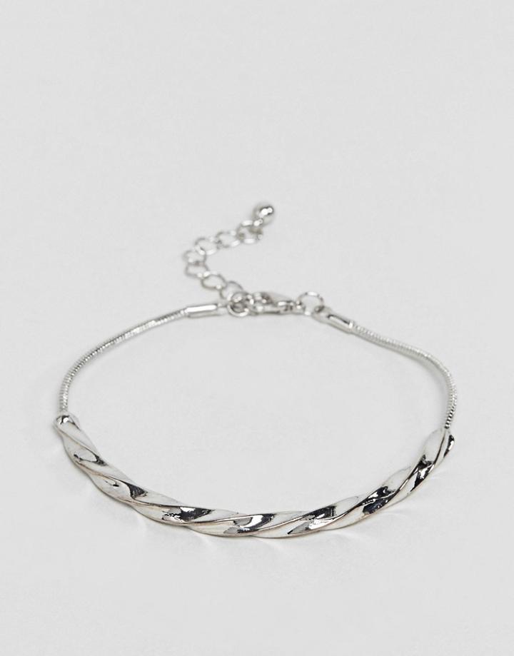 Asos Twist Bar Chain Bracelet - Silver